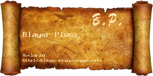 Blayer Piusz névjegykártya